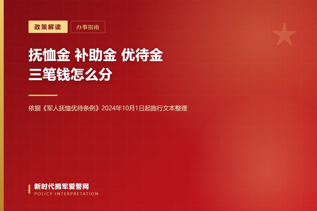 《军人抚恤优待条例》自2024年10月1日起施行，抚恤金、补助金、优待金分章表述