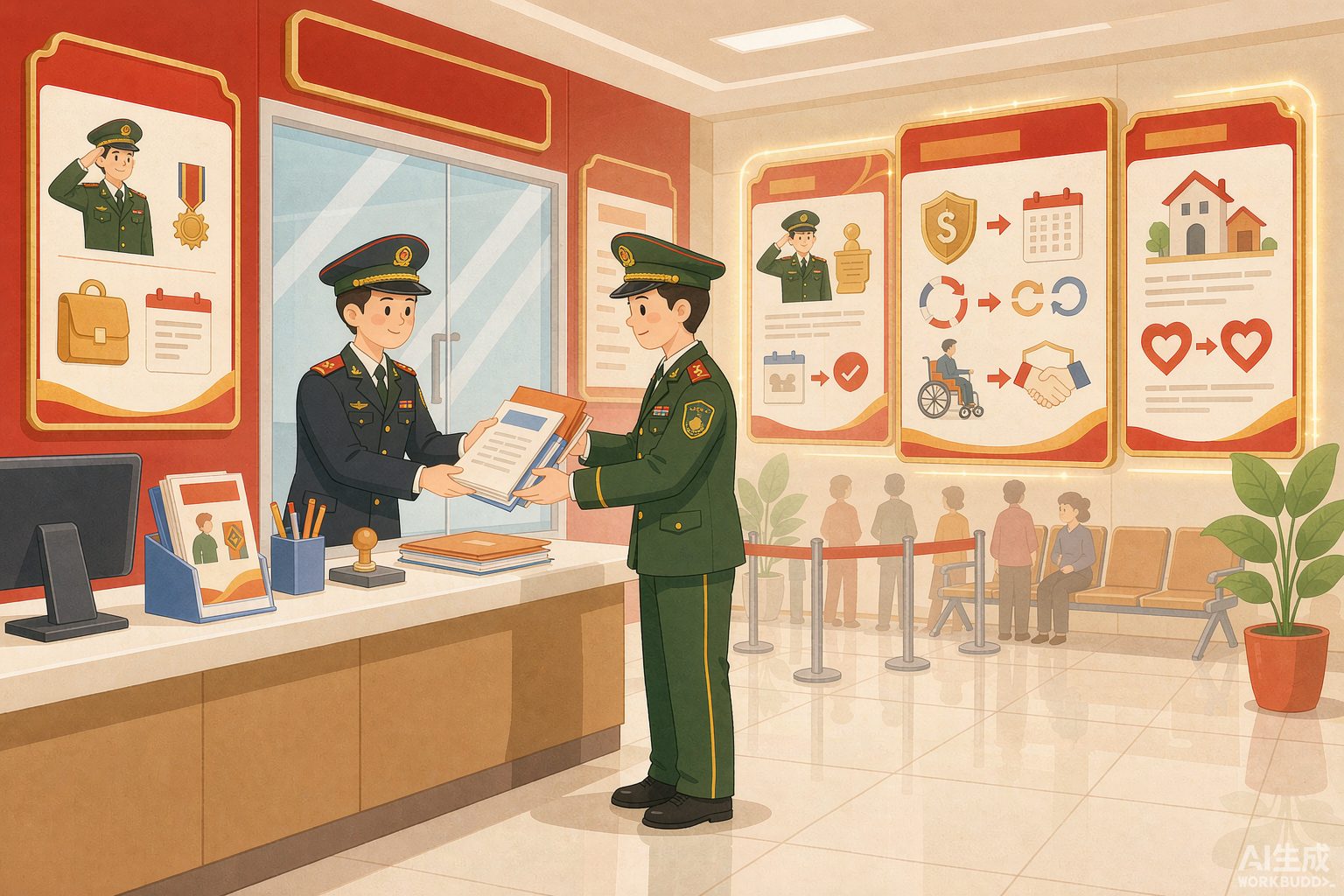 退役军人养老保险接续:到社保经办窗口办理关系转移(示意图)