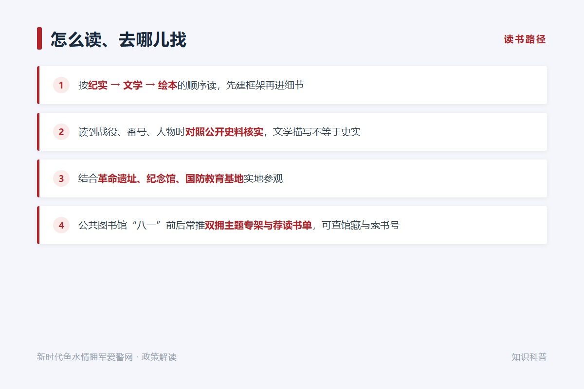 公共图书馆八一前后的双拥主题专架与荐读书单(示意图)