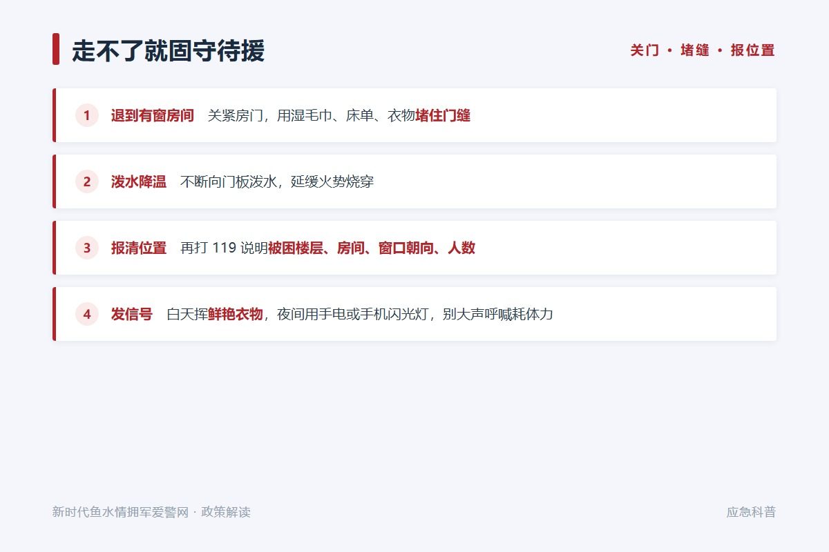 初期扑救的四个前提:初起阶段、范围小、有器材、有退路(示意图)