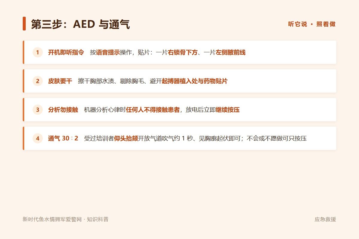 误区与提醒:不控水、不掐人中、不喂水,复苏后或专业人员接手才停(示意图)