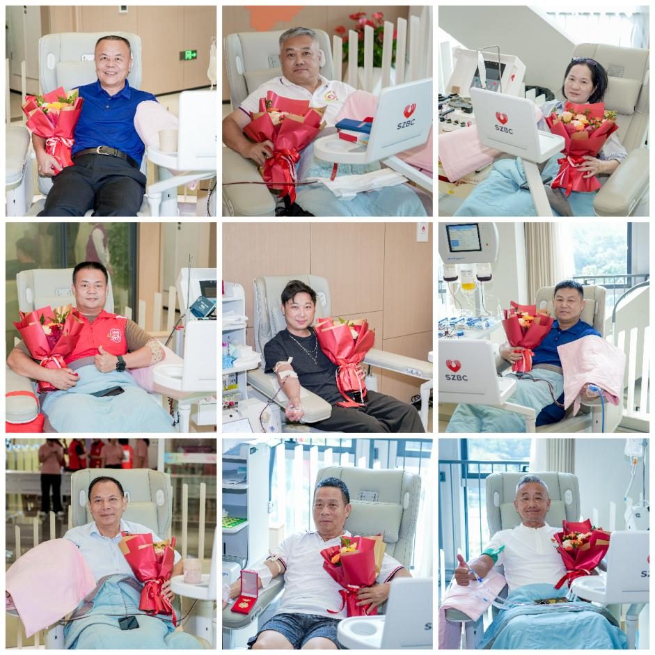 与会领导移步献血大厅,看望慰问献血人员